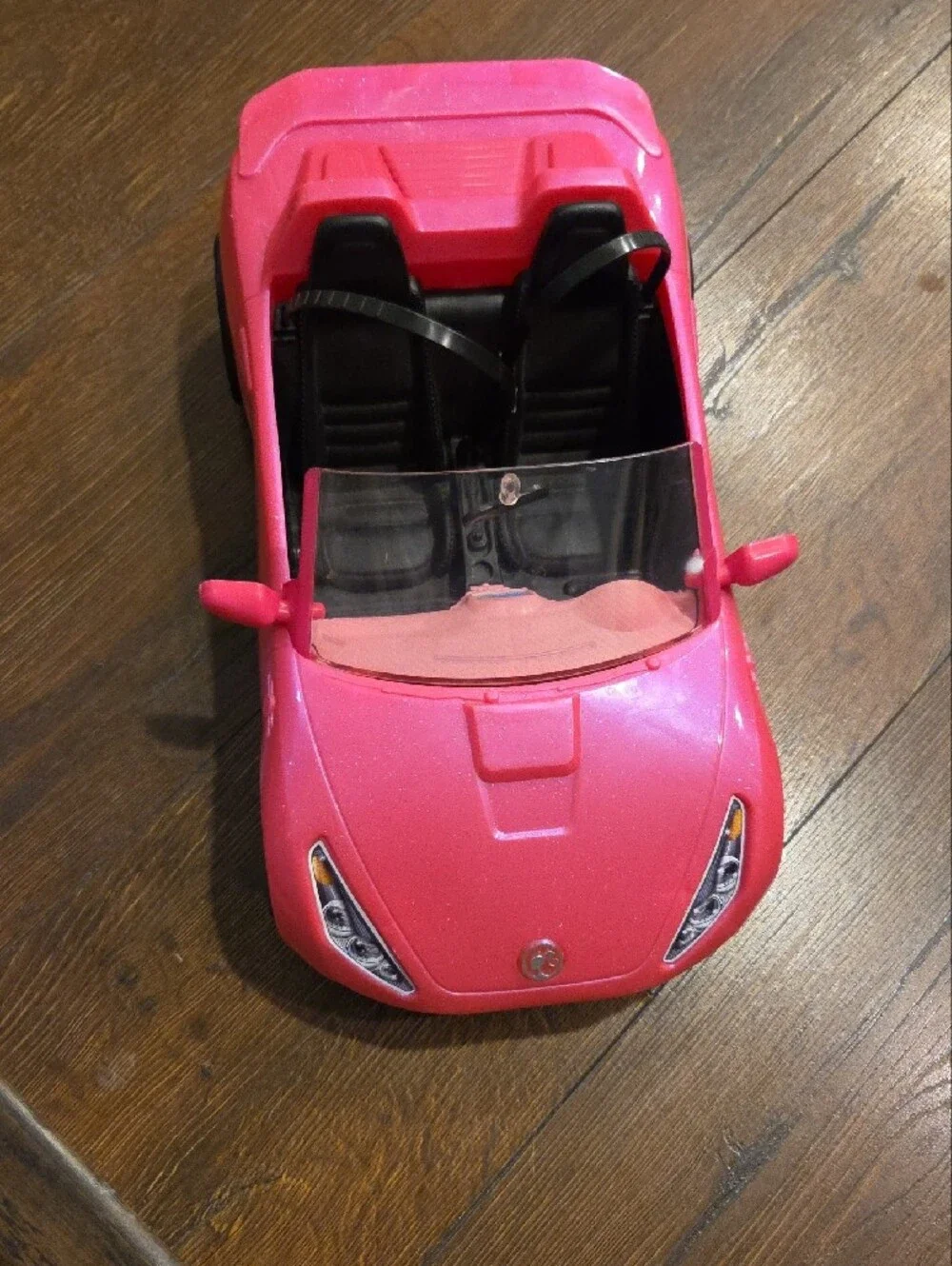 Barbie Hot Pink Convertible Toy Car with Black Seats